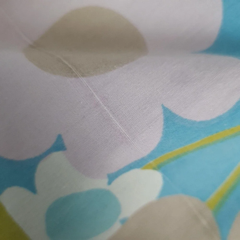 Vntg Floral Fitted Sheet and Pillowcase Blue Green Mod Flower Power Retro Twin